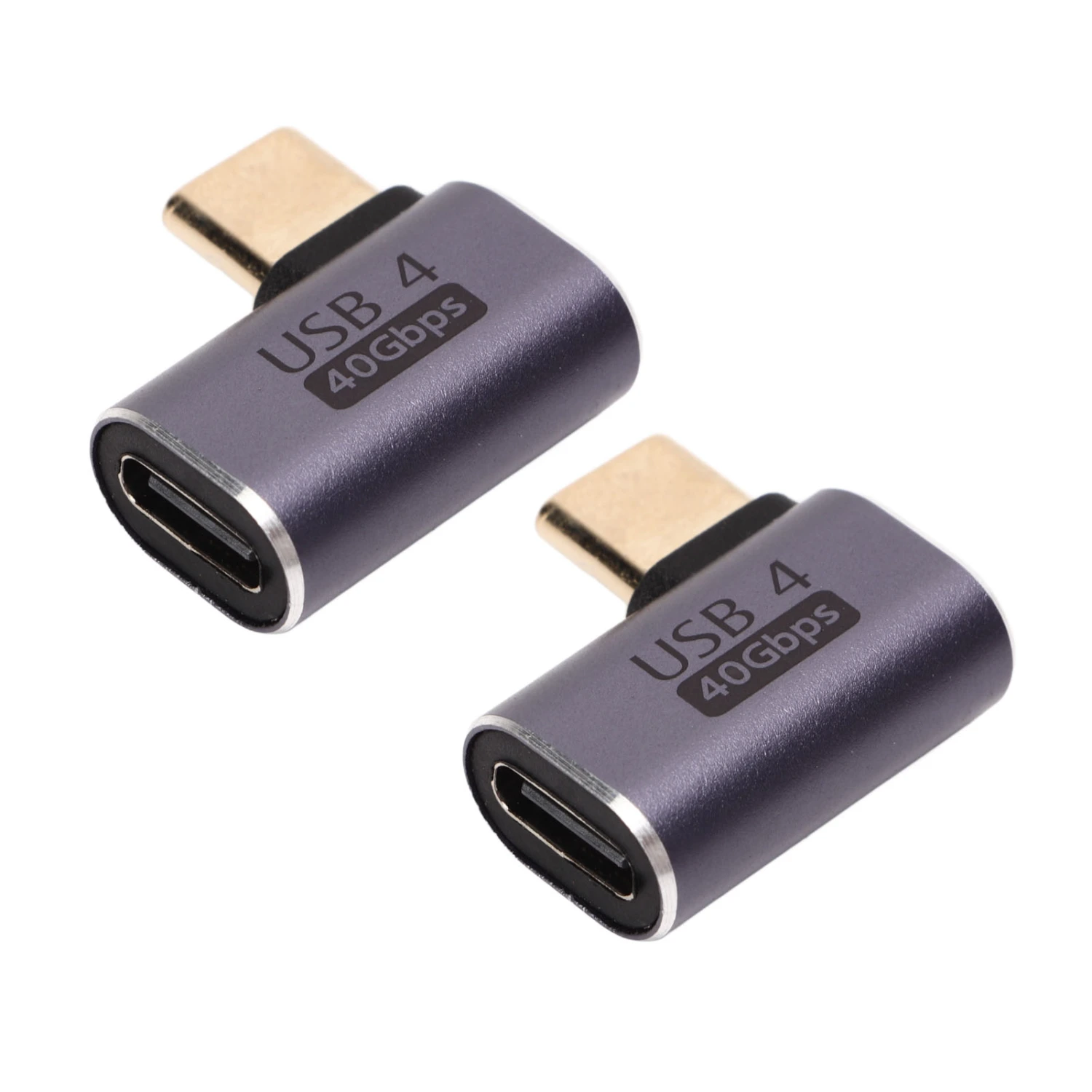 2Pcs Type C Male to Female Right Angle Connector 40Gbps 90 Degree USB C Adapter for Transmission Charging