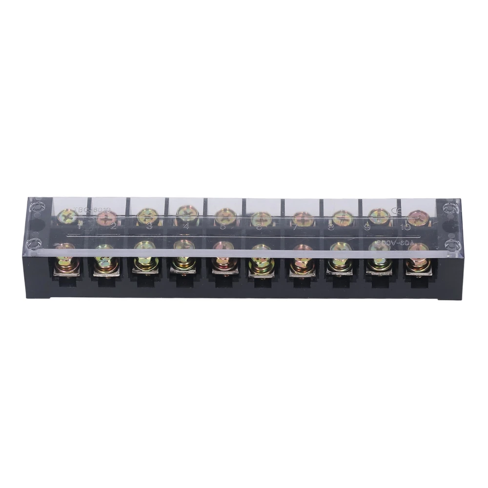 Terminal Strip Dual Rows High Current Screw Terminal Block with Cover for Power Distribution System 60A 600V 10 Position (6010)