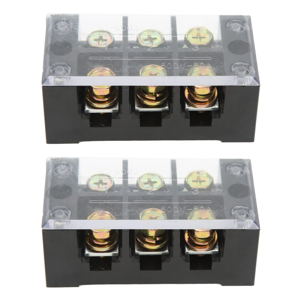 Terminal Strip Block Large Current Easy Wiring Ground Circuit Terminal Block 600V 60A 3 Positions