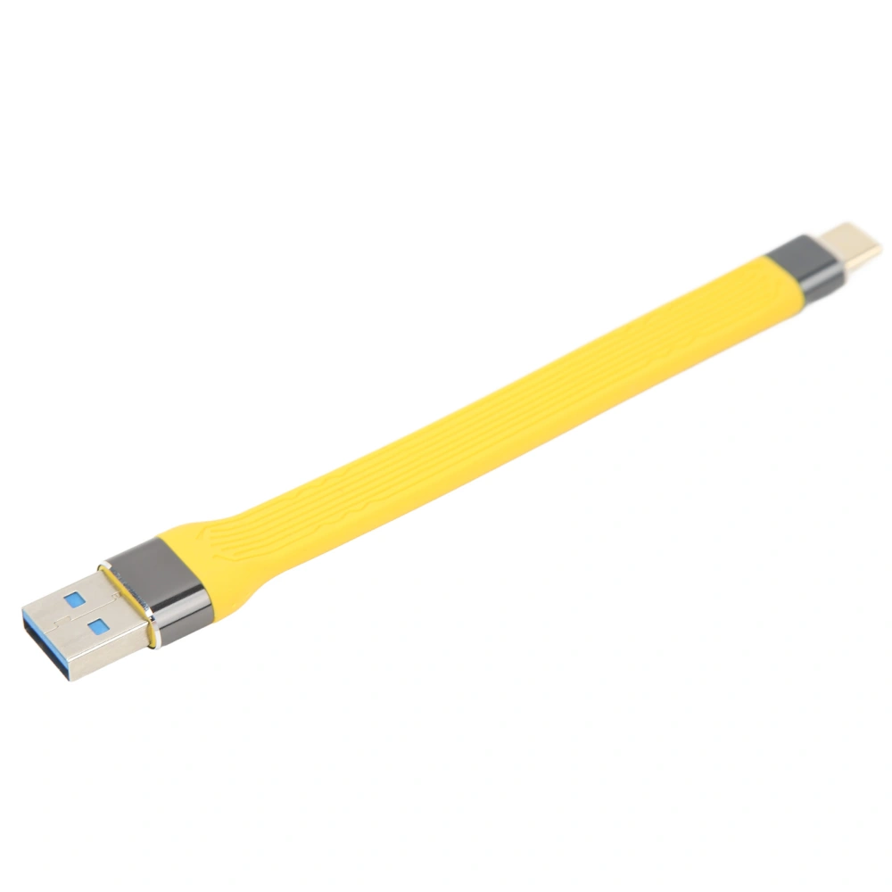 USB Male to Type C Male Cable 10Gbps 5A 13.8cm Length Flexible FPC Yellow USB C to USB Data Cable for Office Travel