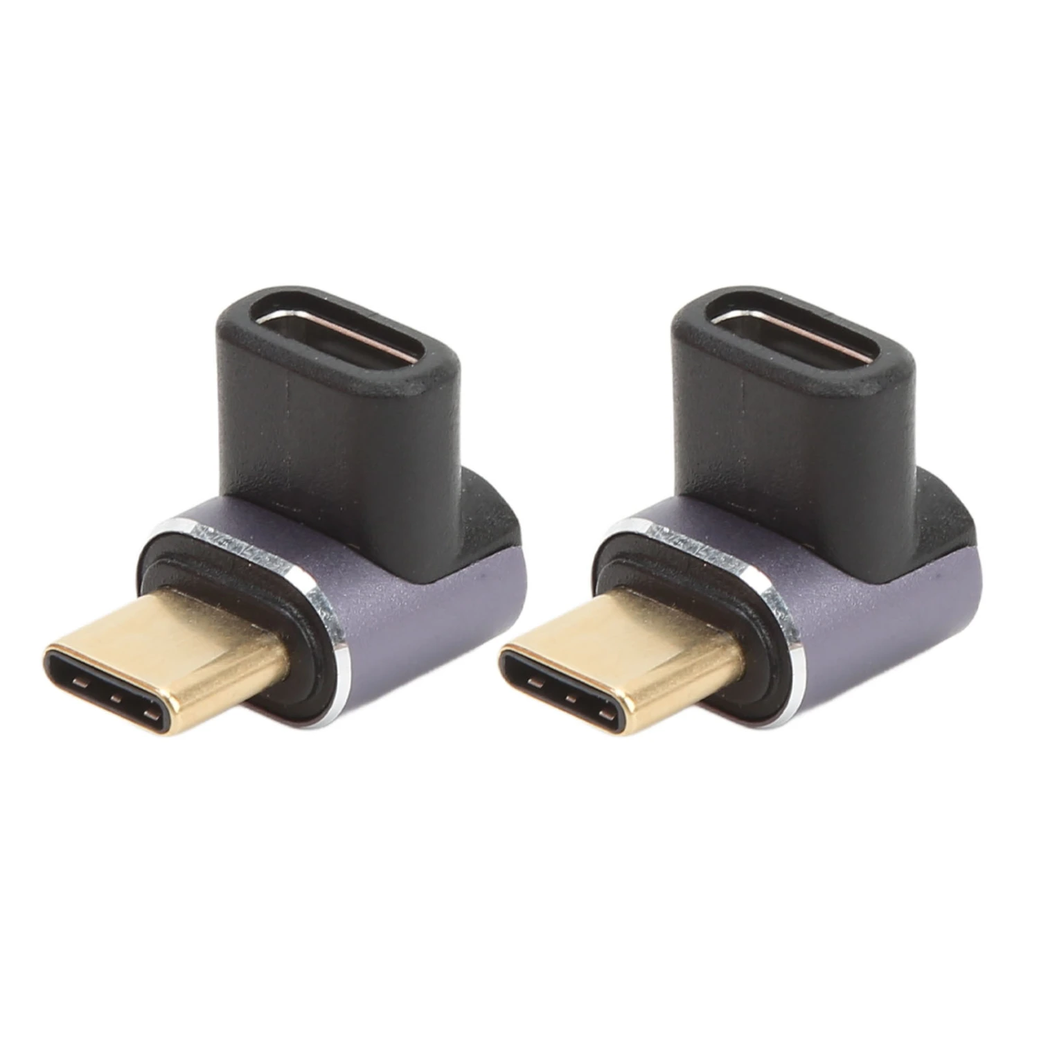 90 Degree USB C Adapter Male to Female 40Gbps 100W Aluminum Alloy USB C Right Angle Adapter for Transmission Charge