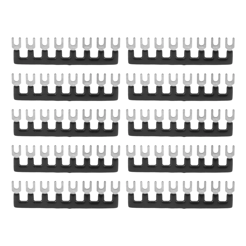 10Pcs Terminal Strip 400V 25A Red Copper Flame Retardant PVC Fork Type Terminal Blocks for Appliance Industry Power TB 2508(8 Positions)