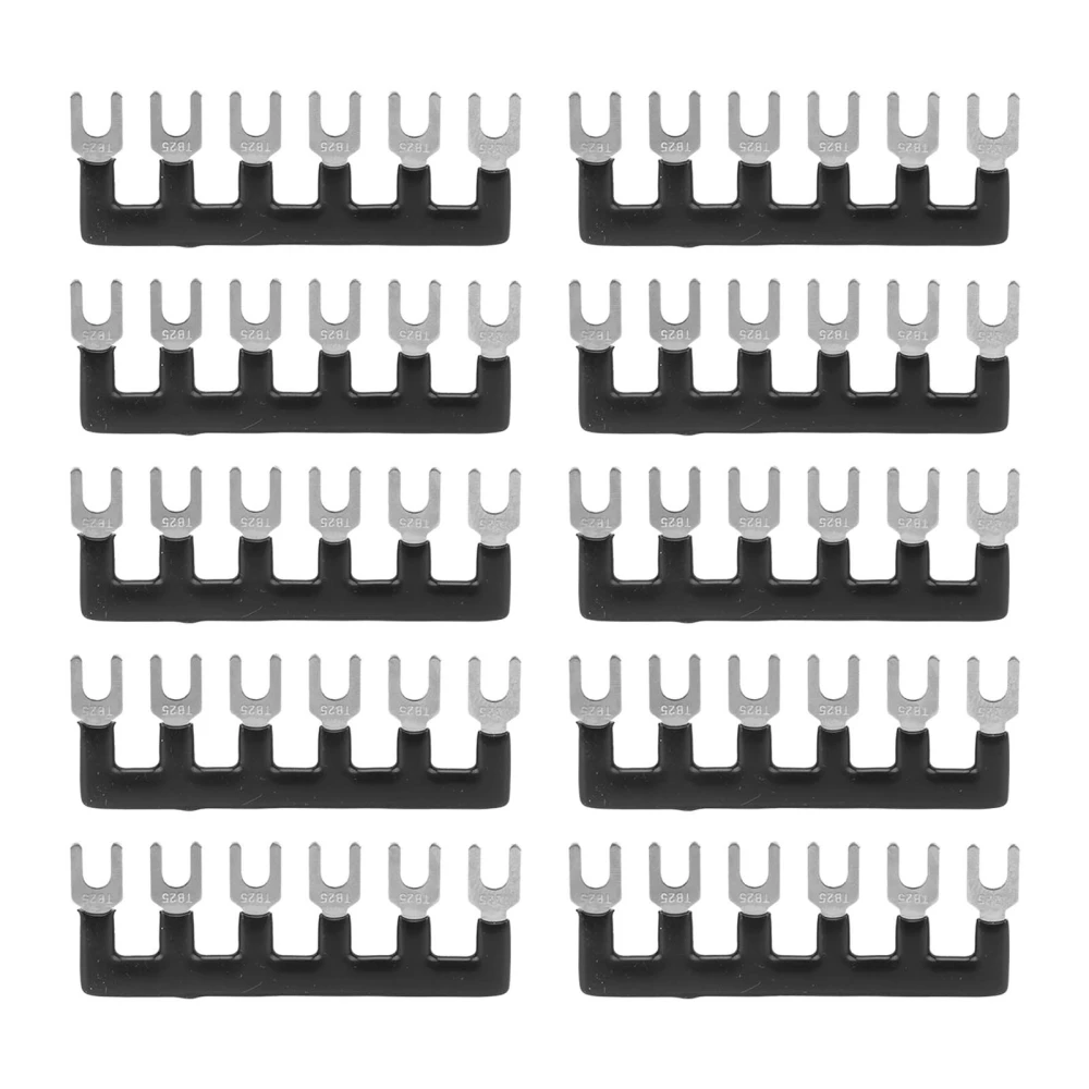 10Pcs Terminal Strip 400V 25A Red Copper Flame Retardant PVC Fork Type Terminal Blocks for Appliance Industry Power TB 2506(6 Positions)