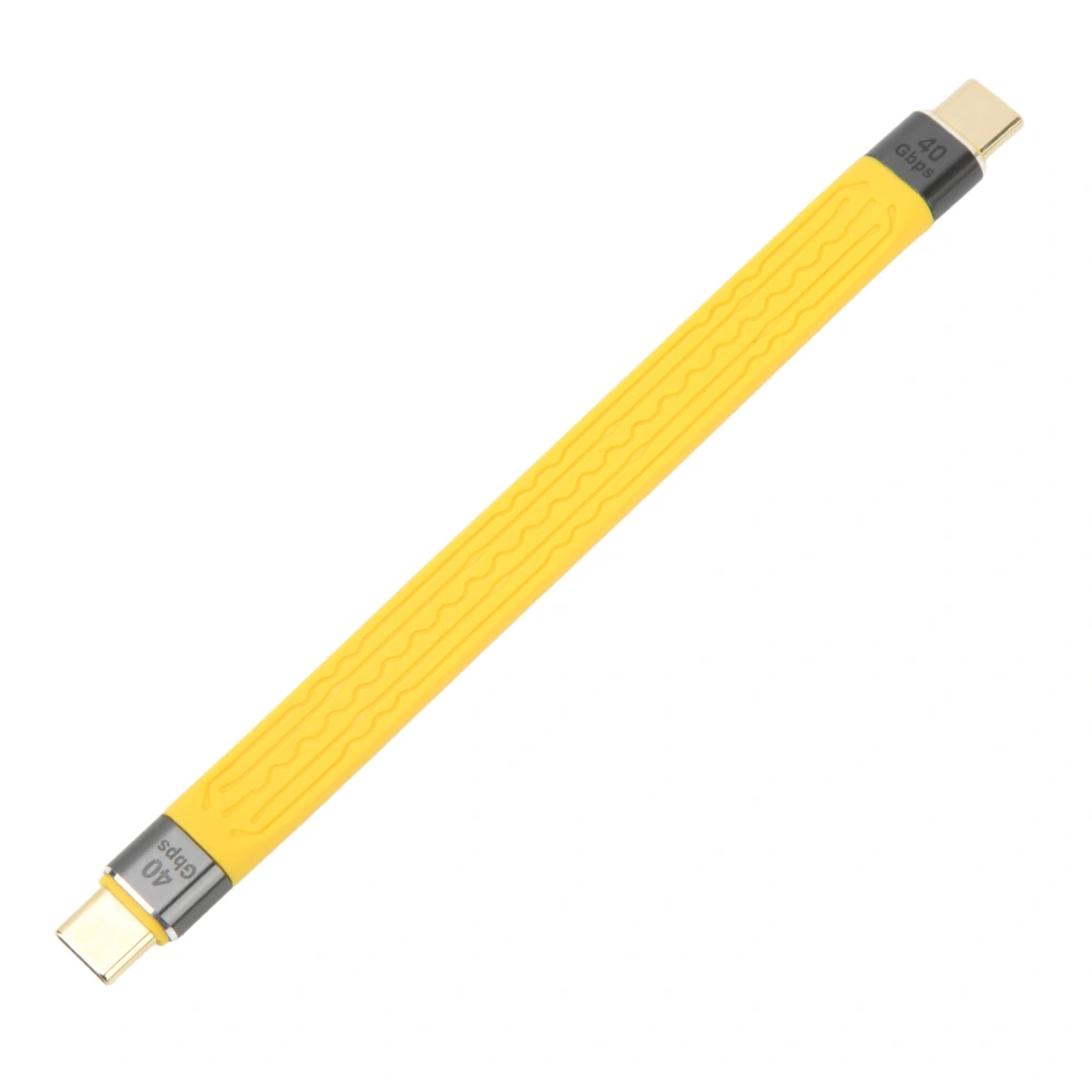 Short USB C to USB C Cable 40Gbps 5A 0.45ft Fast Charging Flexible FPC Type C to Type C Data Cable for PC Phones Yellow