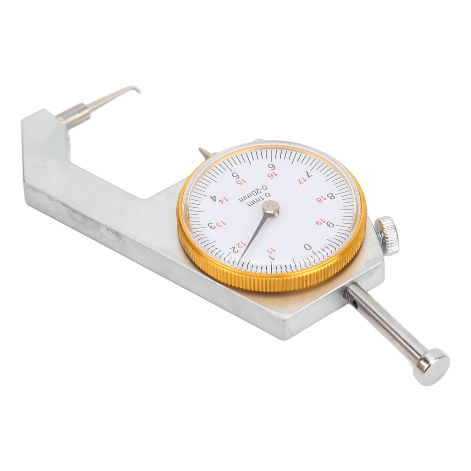 0 to 20mm Curved Tip Thickness Meter 0.1mm Resolution Precise Accurate Thickness Gauge for Hollow Pipe Round Pipe