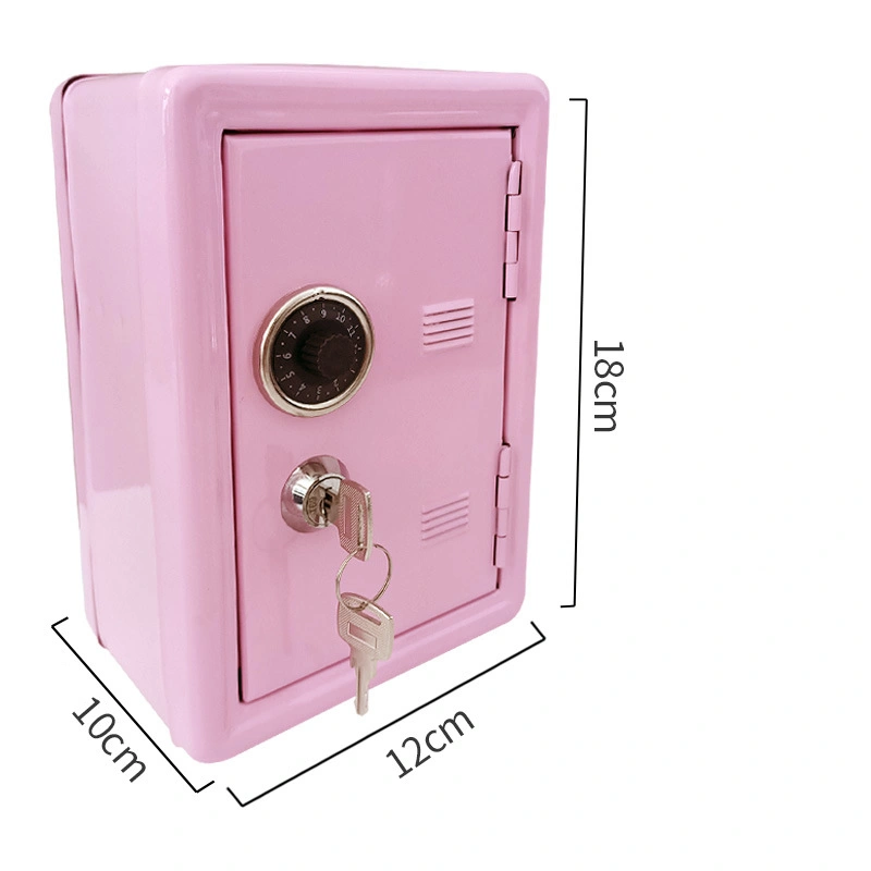 Kid Coin Bank Digital Combination Lock Security Money Saving Box with Coin Slot Key Pink