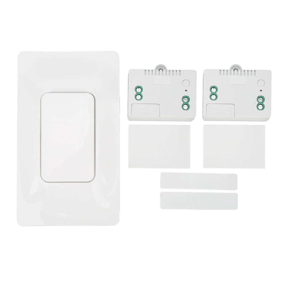 Wireless Light Switch Kit Self Powered 433MHZ Remote Control Waterproof Wall Switch AC110V‑230V 2 Receiver