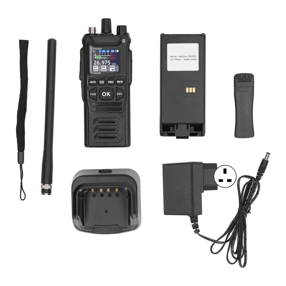 Marine Walkie Talkies Handheld CB Two Way Radio AM FM Transceiver with Charging Base UK Plug