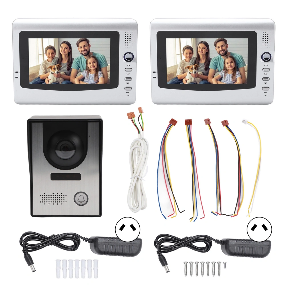 7in Wired Video Door Phone Kit Night Vision 2 Way Intercom Video Doorbell System for Apartment Villa AC100‑240V AU Plug