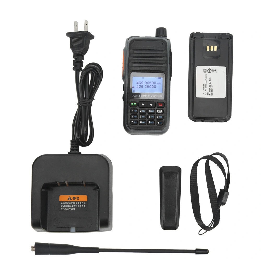 Dual Band Walkie Talkies 8W AC100‑250V IP54 Waterproof 2 Way Radio Handheld Transceiver US Plug