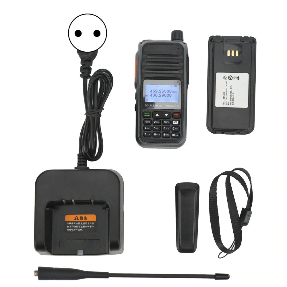 Dual Band Walkie Talkies 8W AC100‑250V IP54 Waterproof 2 Way Radio Handheld Transceiver EU Plug