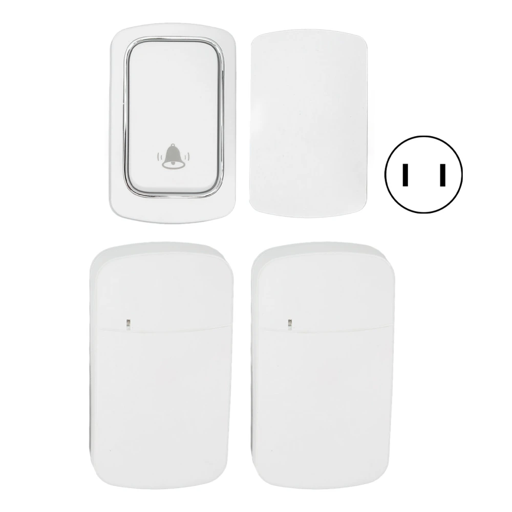 Wireless Doorbell Set Battery Free Self Powered Door Bell 2 Receivers Waterproof Wireless Doorbell AC 100‑230V US Plug