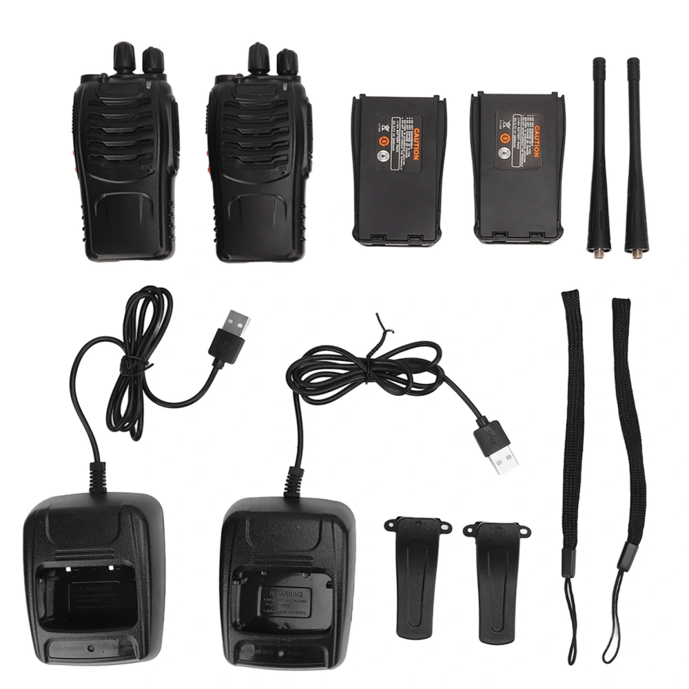 2 Pcs Walkie Talkie 16 Channels 400‑470MHz Mini Two Way Radio with Base for Security Properties Hotel