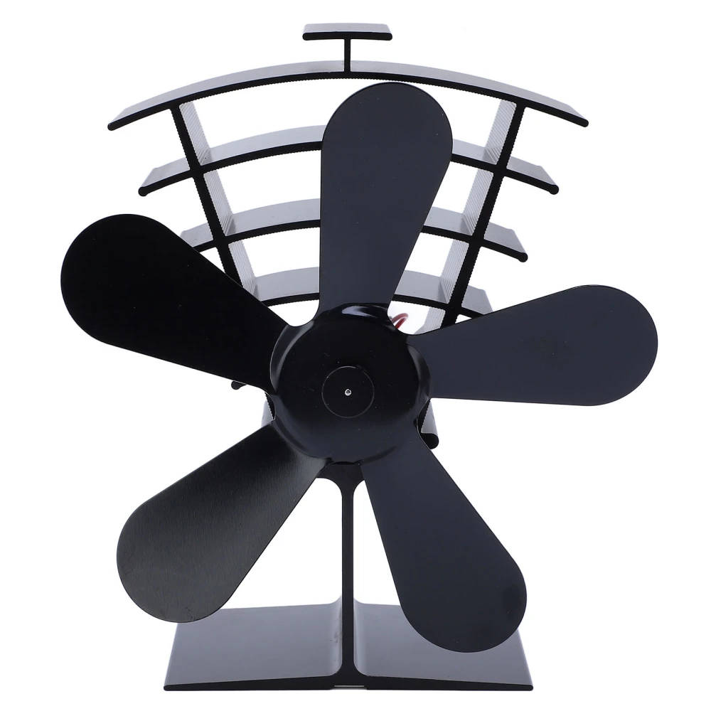 5 Blade Heat Powered Stove Fan 1500RPM Low Noise High Temperature Resistant for Wood Coal Fireplace