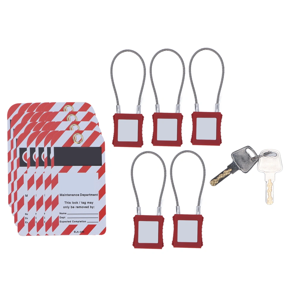 Lockout Tagout Cable Lock Stainless Steel Impact Resistant Prevent Loss Electrical Lockout Padlock with Key for Lockout 5 X Cable Padlock and 20 X Tag