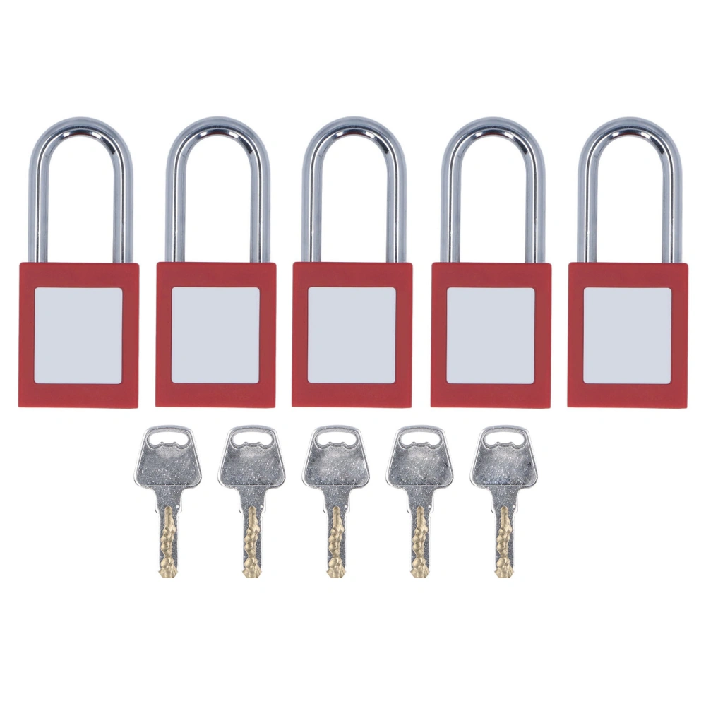 5 Set Lockout Tagout Locks Chrome Plated Nylon Loto Safe Padlocks with Writable Label for Industry 38mm