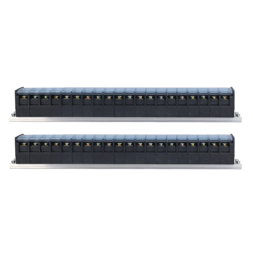 2 Pcs Terminal Block 30A 660V Dual Row Screw Terminal Barrier Strip for Bridge Lighting Tunnel Power Distribution 20 Positions