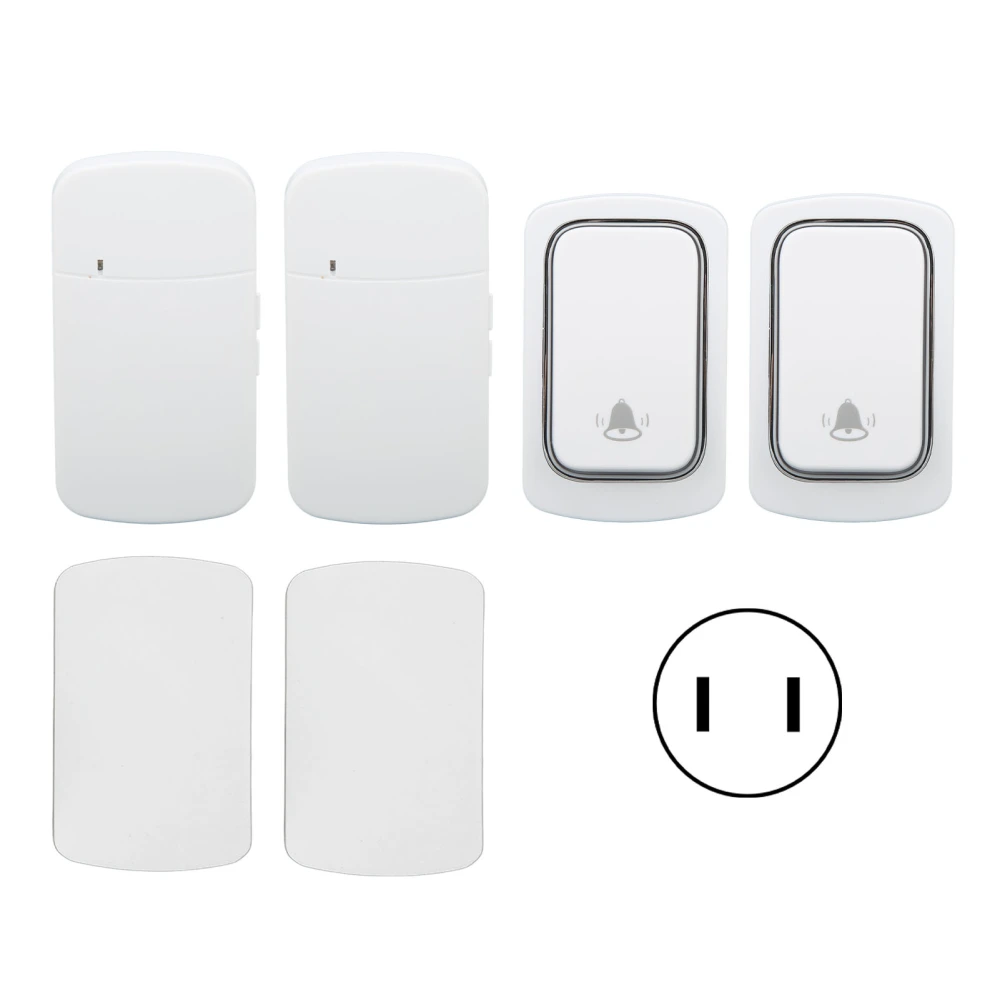 Wireless Doorbell Set Self Powered IP68 Waterproof Long Range Caregiver Pager for Home Apartment AC100V‑230V US Plug