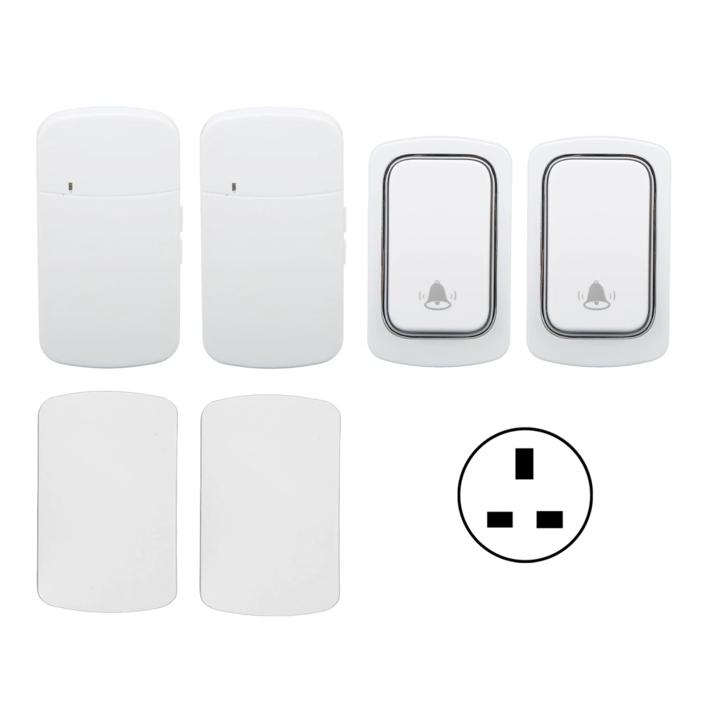 Wireless Doorbell Set Self Powered IP68 Waterproof Long Range Caregiver Pager for Home Apartment AC100V‑230V UK Plug