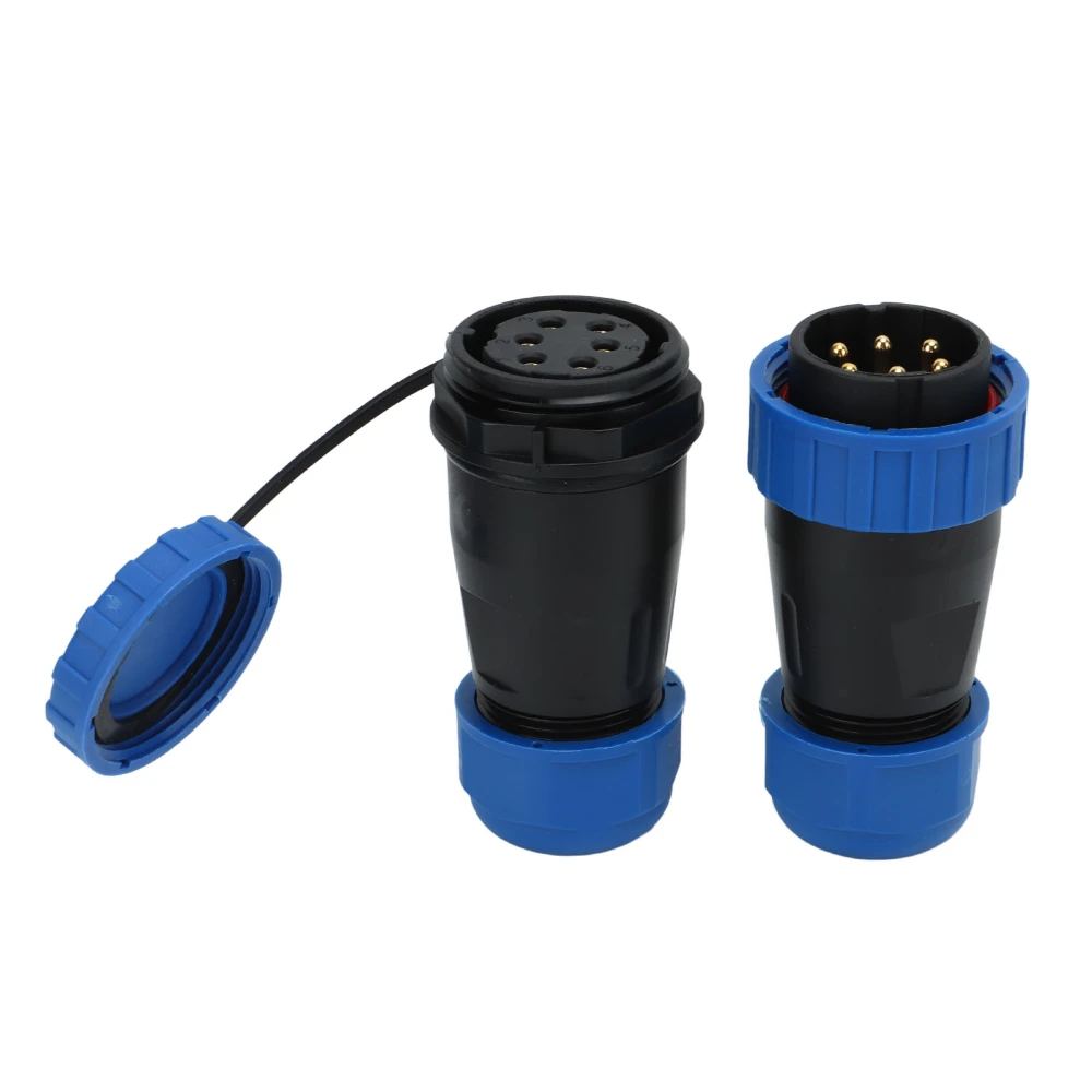 Waterproof Plug Socket Connector 380V 45A Welding Free Female Male Aviation Power Connector 6 Pin, Contact Size 2.8x6mm