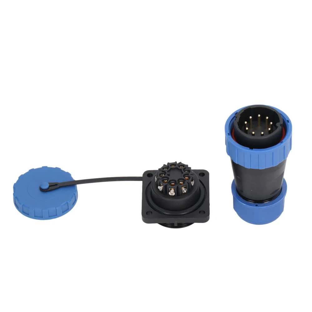 Waterproof Plug Socket Connector 380V 45A IP68 Waterproof Weld Free Aviation Power Connector 9 Pin, Contact Diameter 1.8mm / 0.07in