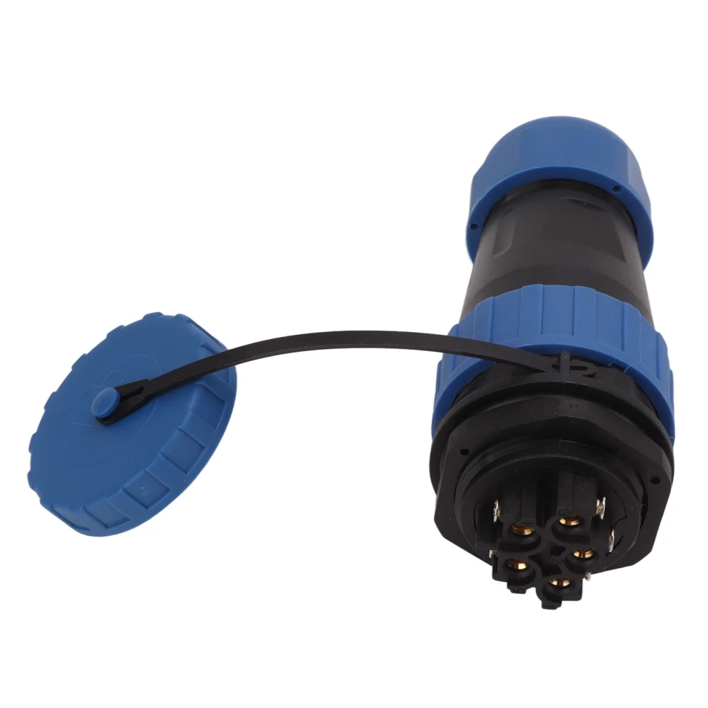 Waterproof Plug Socket Connector 380V 45A Back Nut Welding Free Aviation Power Connector 5 Pin, Contact Size 2.8x5mm