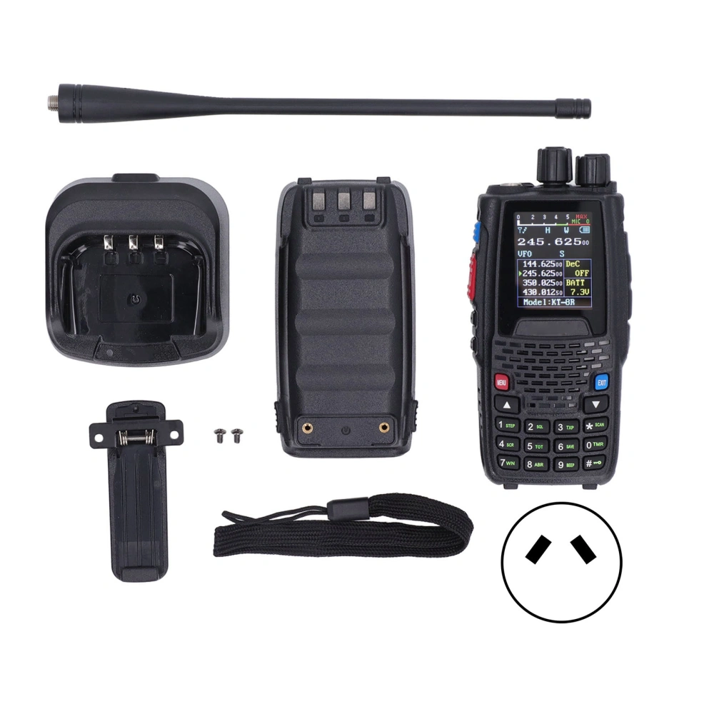 UV Wireless Walkie Talkie Quad Band Color Screen 4W Handheld Portable FM Transceiver AC100‑240V AU Plug