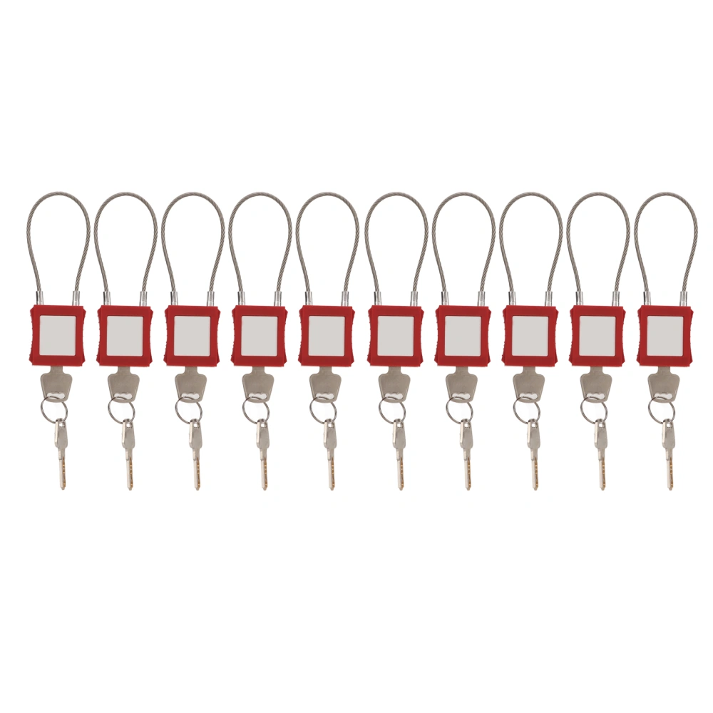 10 Sets Lockout Tagout Cable Lock with Key Stainless Steel Electrical Padlock for Equipment Maintenance