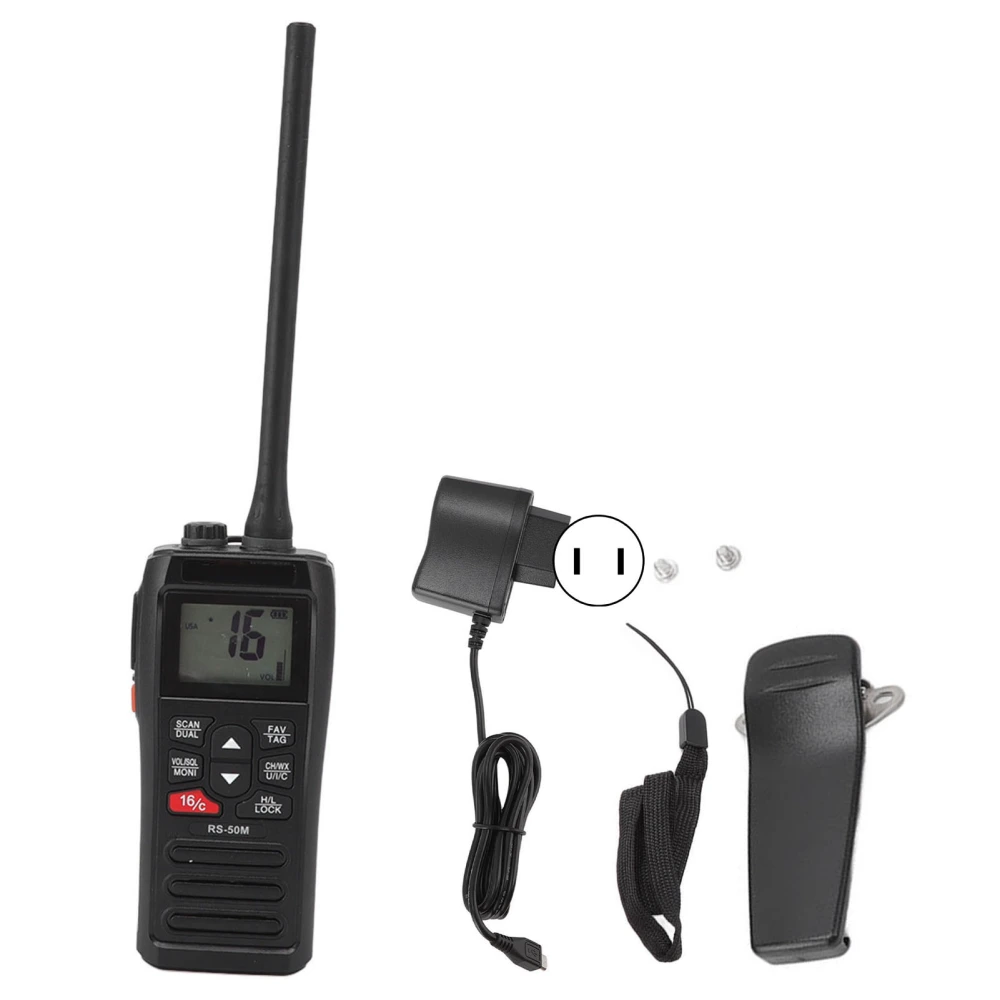 Handheld 2 Way Radio IP67 Waterproof Walkie Talkies Floating Marine FM Transceiver AC100‑240V US Plug