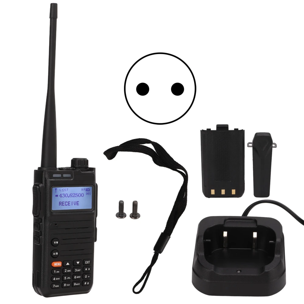 Walkie Talkies Dual Band VHF UHF Two Way Radio SOS Emergency Calling with Charging Bracket AC220V EU Plug