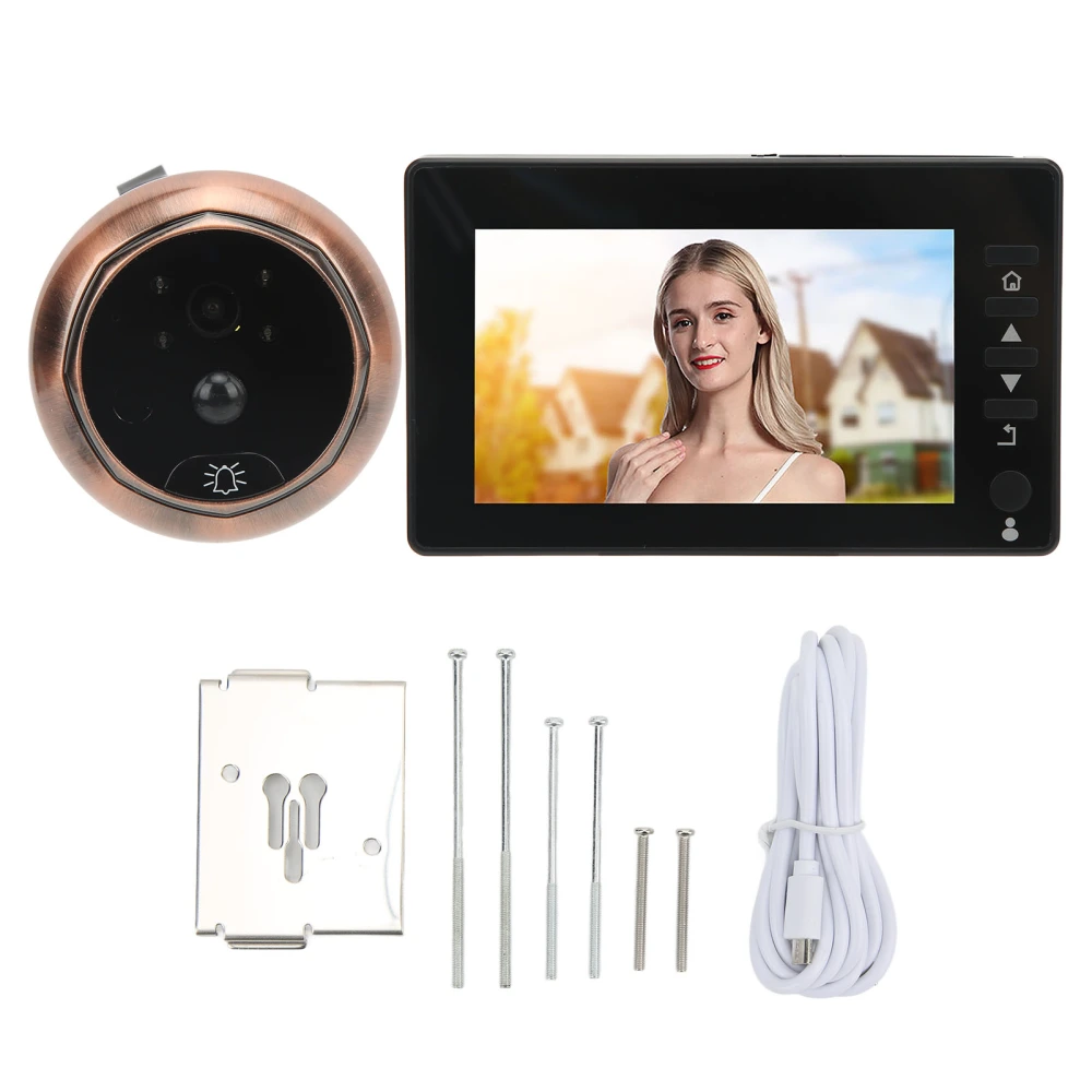 4.5in 2MP Smart Video Doorbell Peephole Viewer 170 Degree Wide Angle Infrared Night Vision 6 Tones for Home