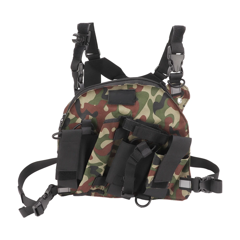 Radio Chest Harness Large Store Space Oxford Cloth Adjustable Chest Bag Universal for 2 Way Radio Walkie Talkie Camouflage