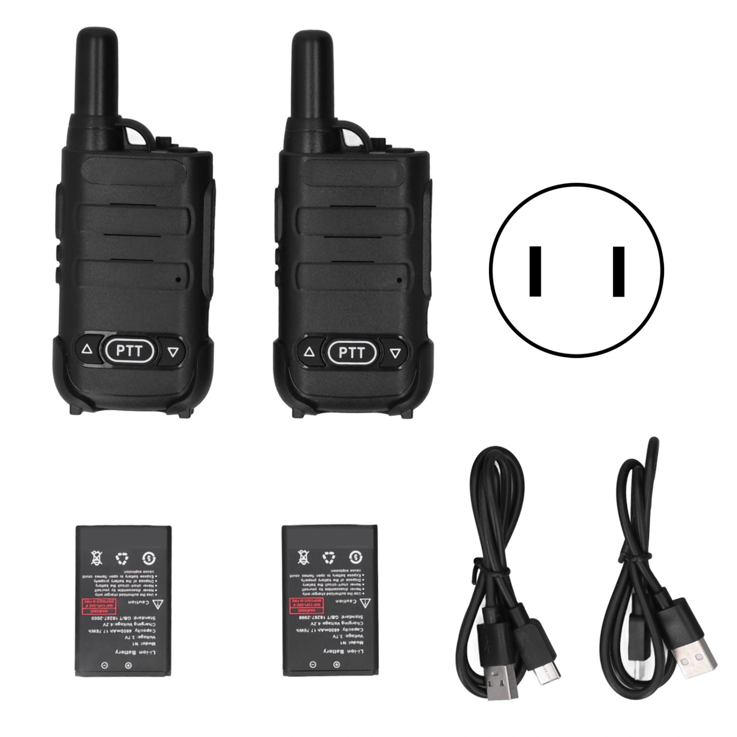 Wireless Walkie Talkie Handheld Long Range Shockproof Portable Type C Fast Charging 2 Way Radio AC100‑240V US Plug