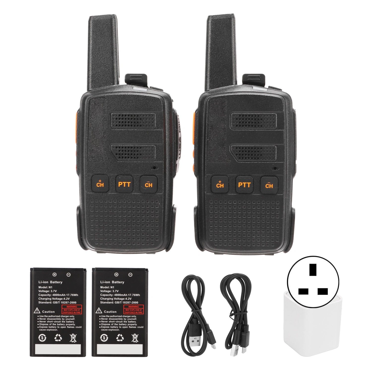 Wireless Walkie Talkie Set Handheld UHF400‑470MHz Waterproof Portable Type C Interface 2 Way Radio AC100‑240V UK Plug