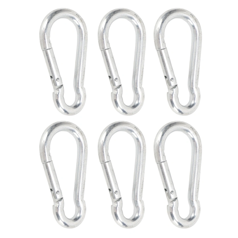 6PCS Spring Snap Hook 3.15in Carabiner Clips Galvanized Iron High Safety for Climbing Lifting Rescue