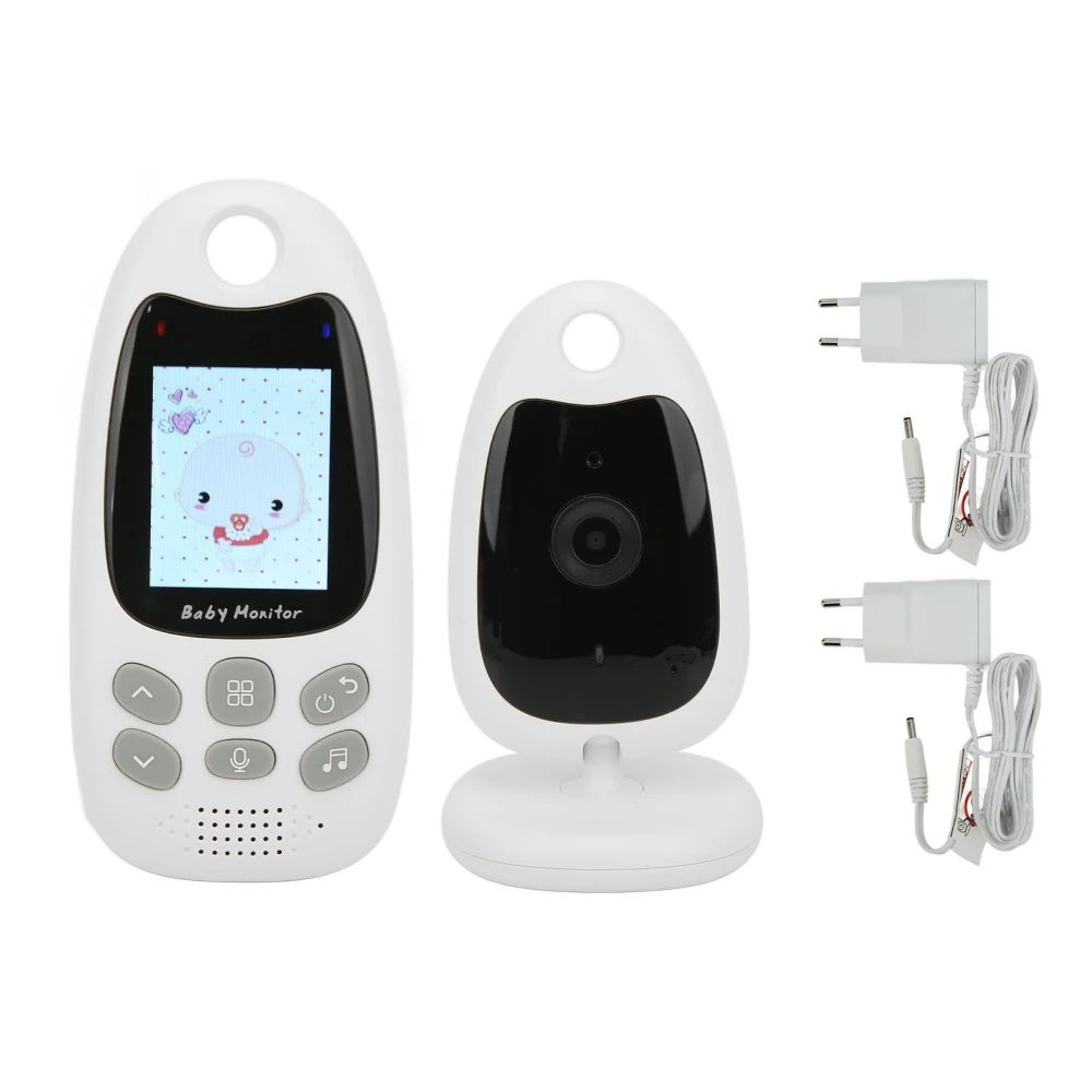 2in Baby Monitor with Camera LCD Screen Wireless 2 Way Audio Long Range Temperature Monitoring AC100‑240V EU Plug