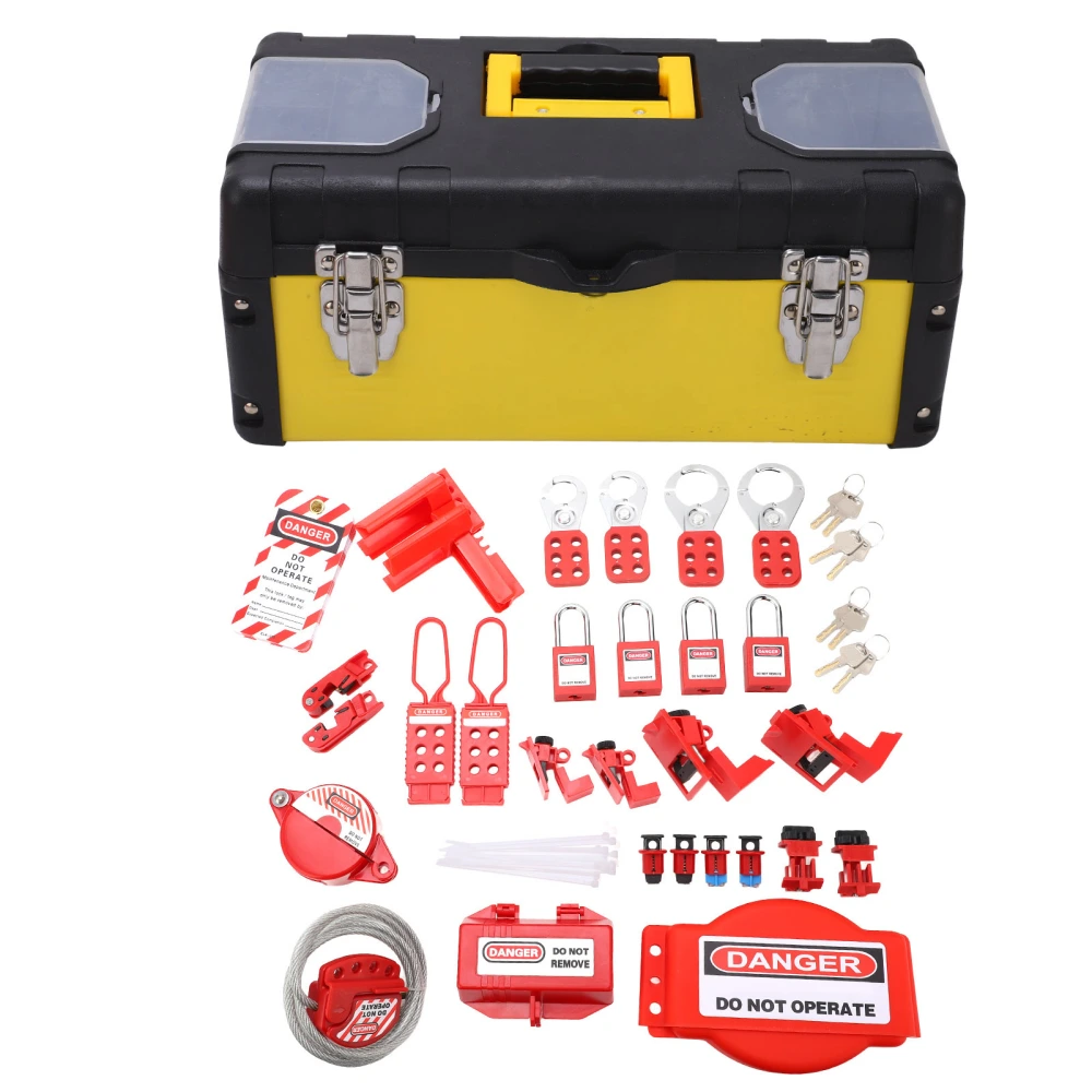 Electrical Lockout Tagout Kit High Temperature Resistant Circuit Lock Outs Set with Tool Box