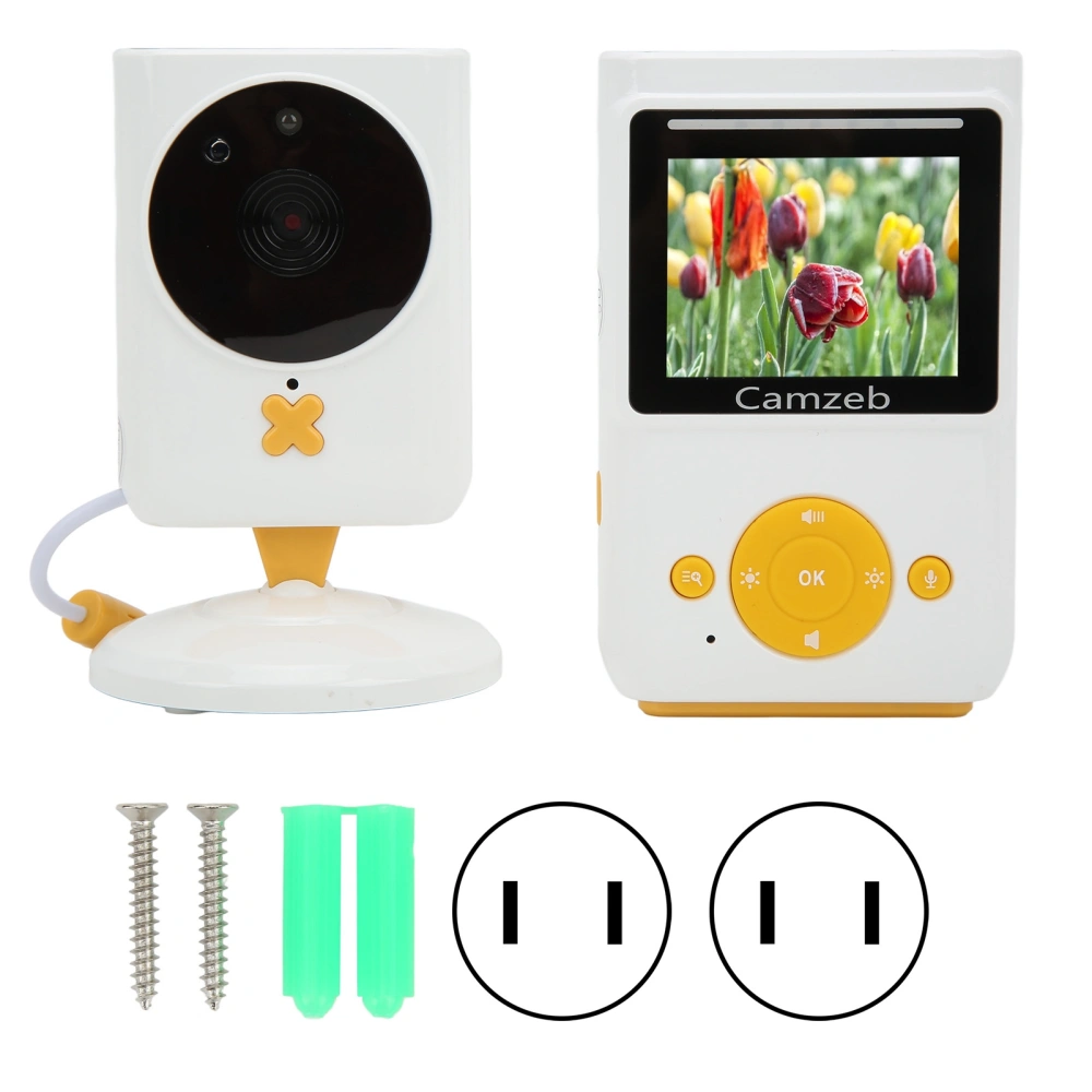 2.4in Baby Monitor with Camera LCD Screen 2.4 GHz Wireless Voice Control 2 Way Audio for Infant AC100‑240V US Plug