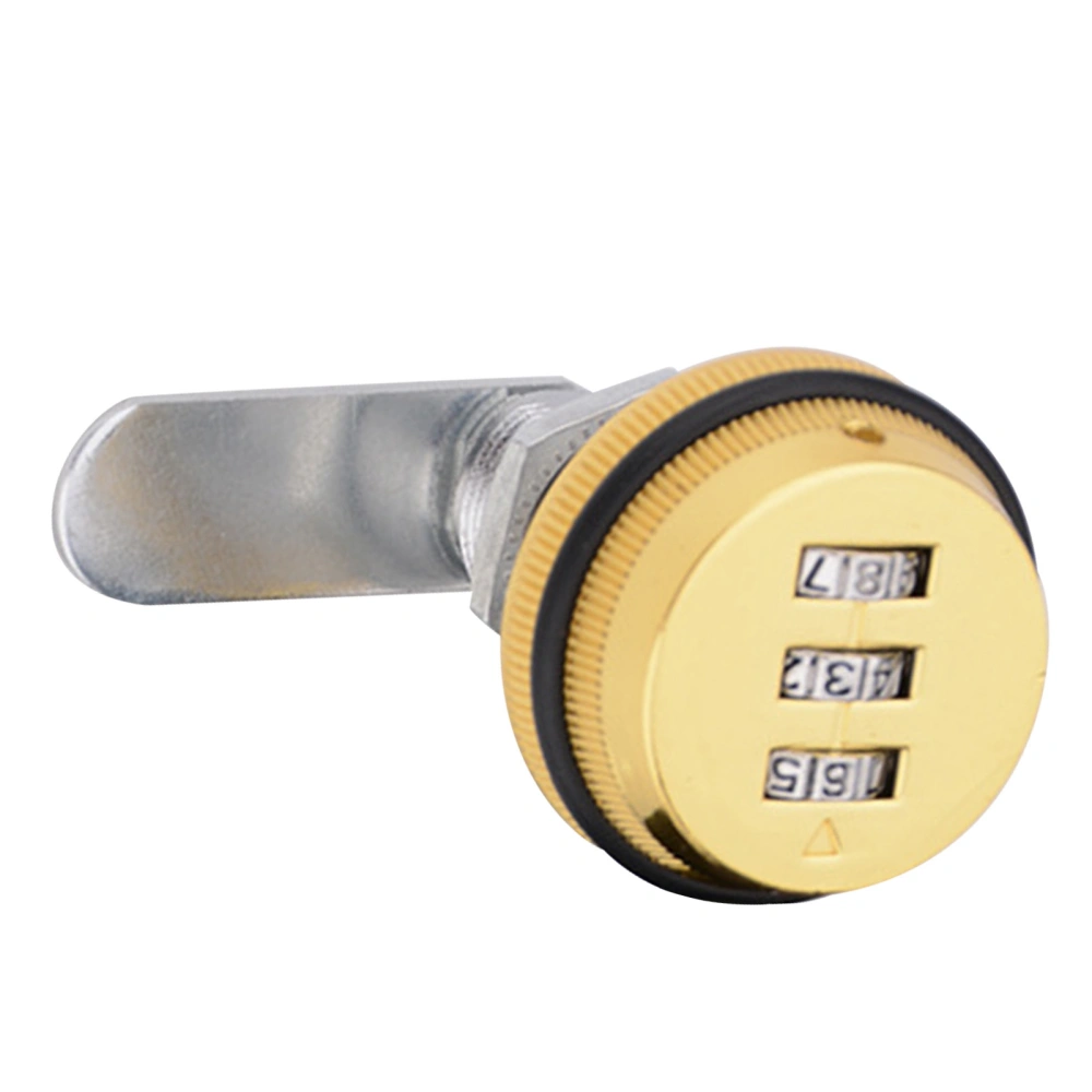 File Cabinet Password Cam Lock 3 Dial Anti Theft Zinc Alloy for Dressing Locker Drawer Letter Box30mm/1.18in Gold