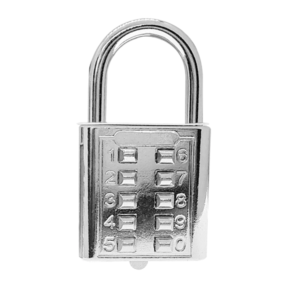 Button Combination Padlock Zinc Alloy Digits Password Lock for Trolley Case File Cabinet KeyboardSilver