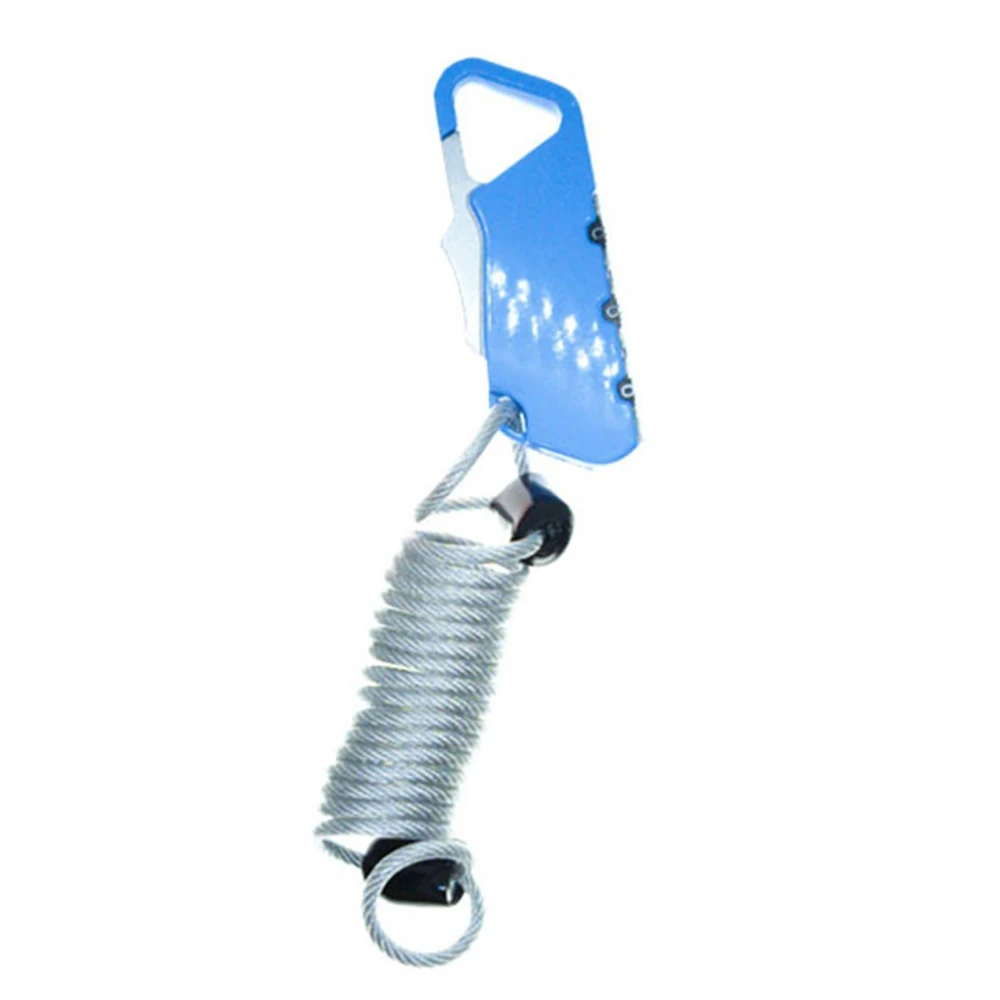 Electric Vehicle Helmet Password Lock Waterproof Spring Rope Zinc Alloy Combination PadlockBlue