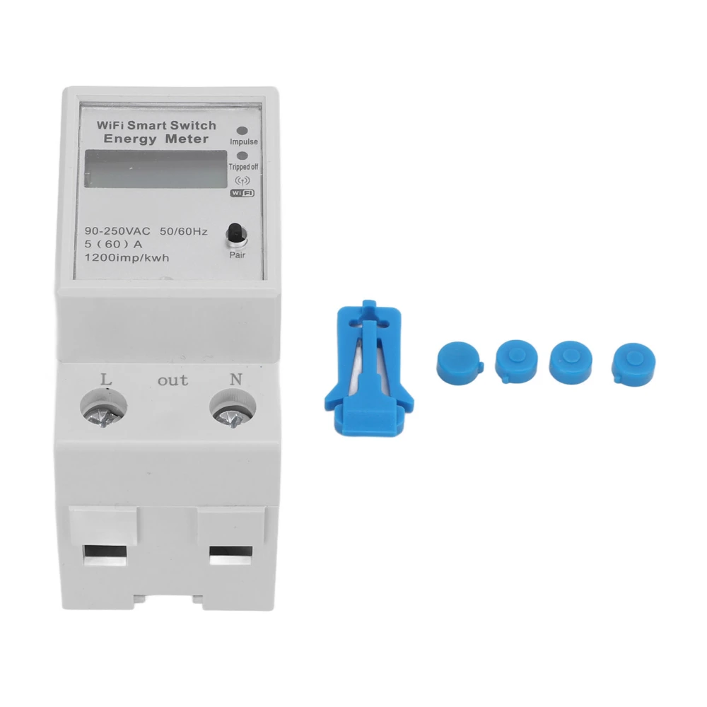 Smart Energy Meter Single Phase WIFI APP Remote Control Multifunctional Electric Consumption Monitor for TUYA 90‑250VAC