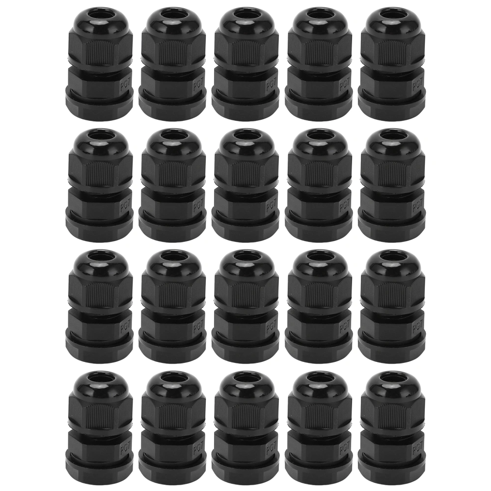 20pcs Cable Glands PA Nylon Waterproof Sealed Cable Connector Joints for Electrical Cabinets 3‑6.5mm Wire