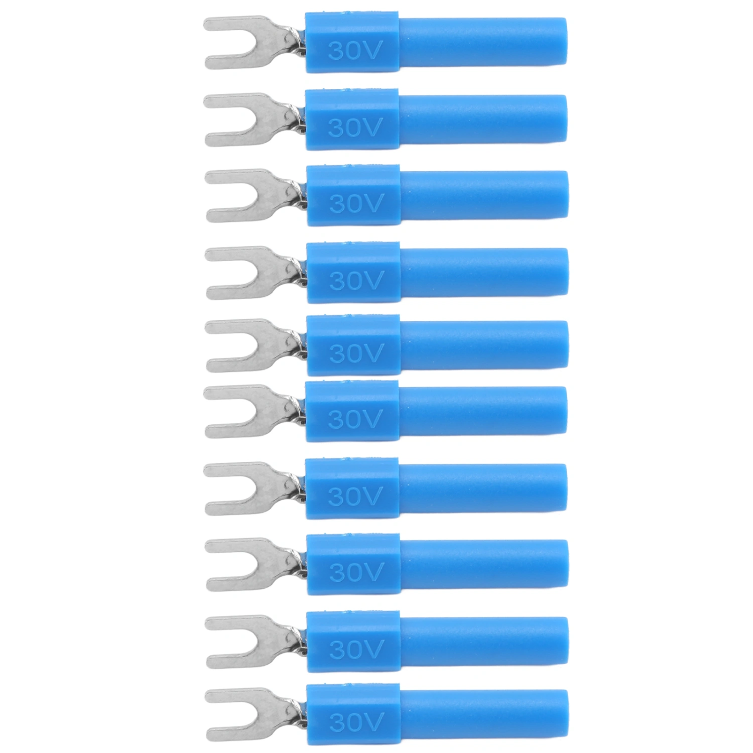 10pcs 4mm Fork Spade Wire Connectors U Type Electrical Crimp Terminal for Testing MultimeterBlue