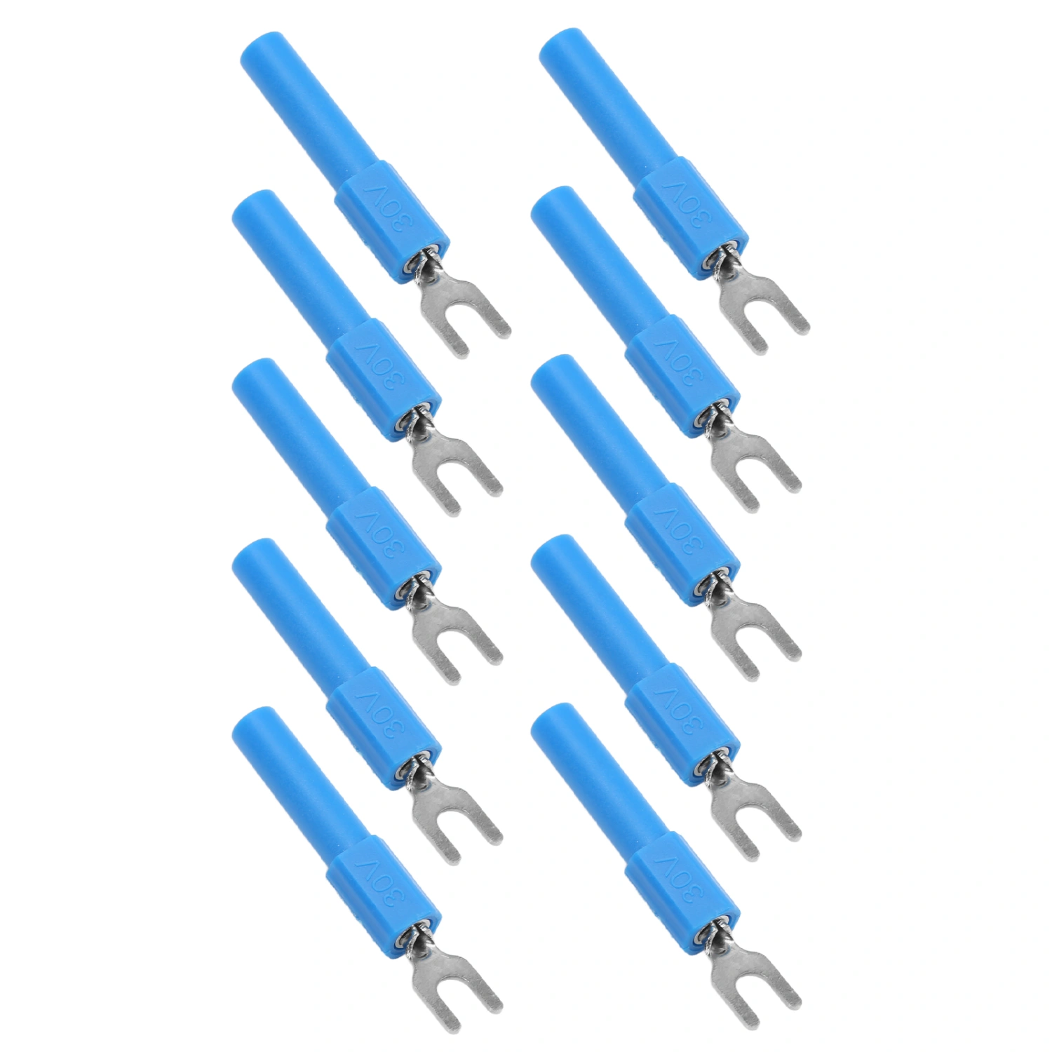 10pcs 4mm Fork Spade Wire Connectors U Type Electrical Crimp Terminal for Testing MultimeterBlue