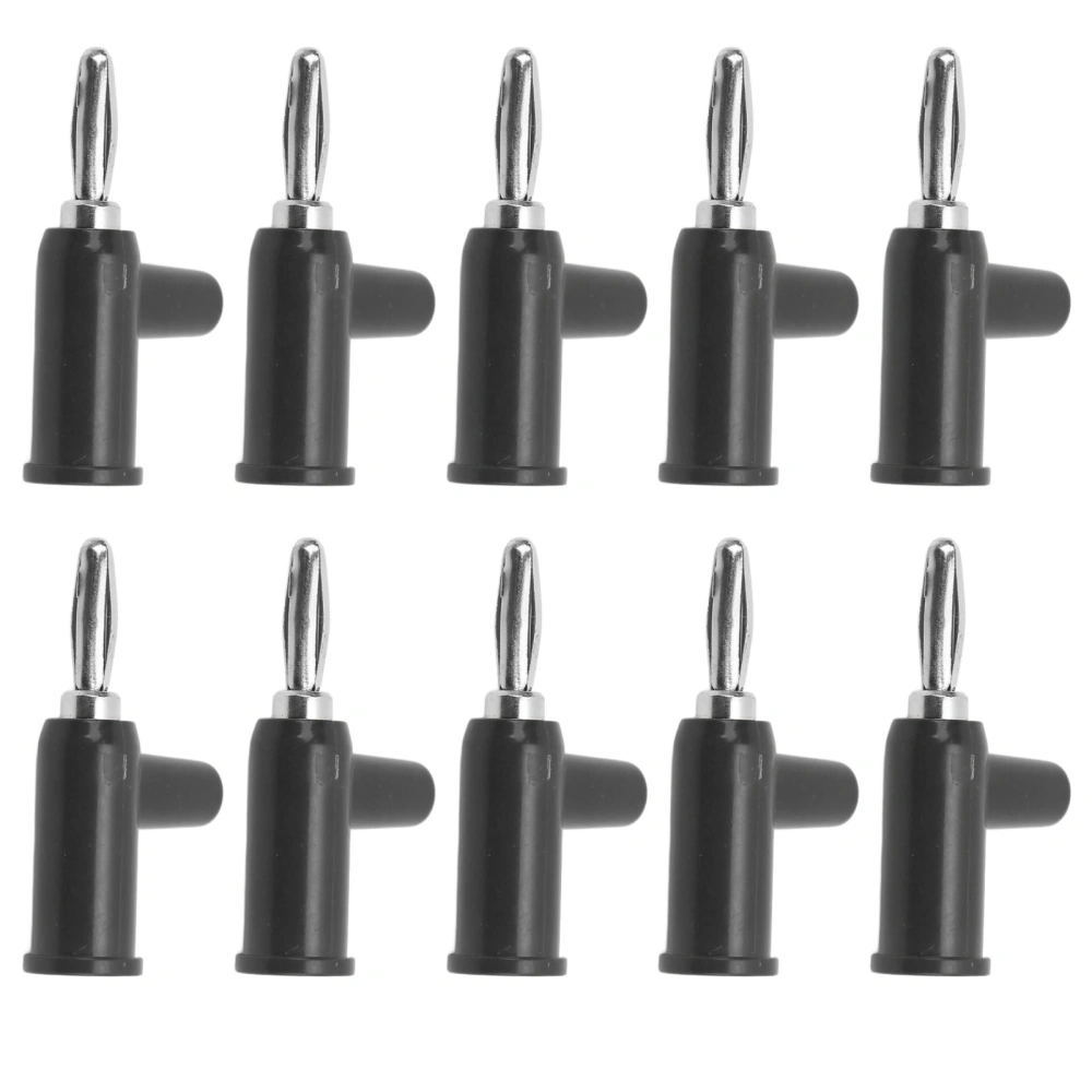 10pcs Stackable Banana Plug 4mm/0.2in Solderless Brass Standard Size Stackable Banana Connector for Security AccessoriesBlack