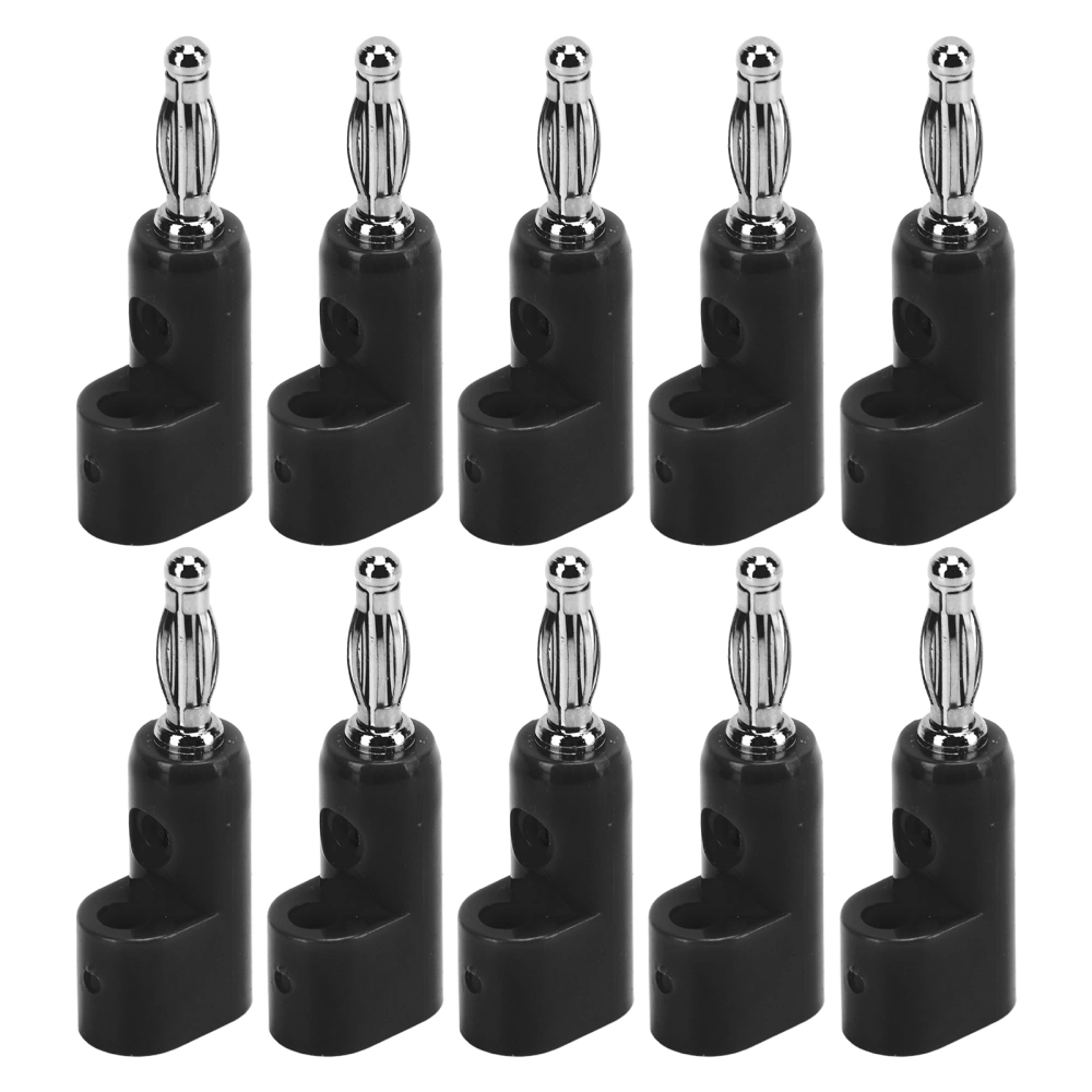 10pcs 4mm Stackable Banana Plug Connectors Solderless Banana Plugs for Security AccessoriesBlack