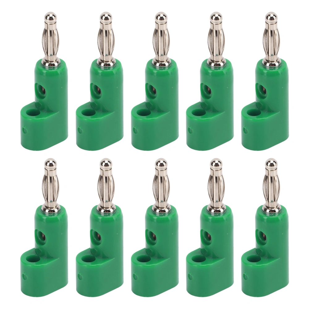 10pcs 4mm Stackable Banana Plug Connectors Solderless Banana Plugs for Security AccessoriesGreen