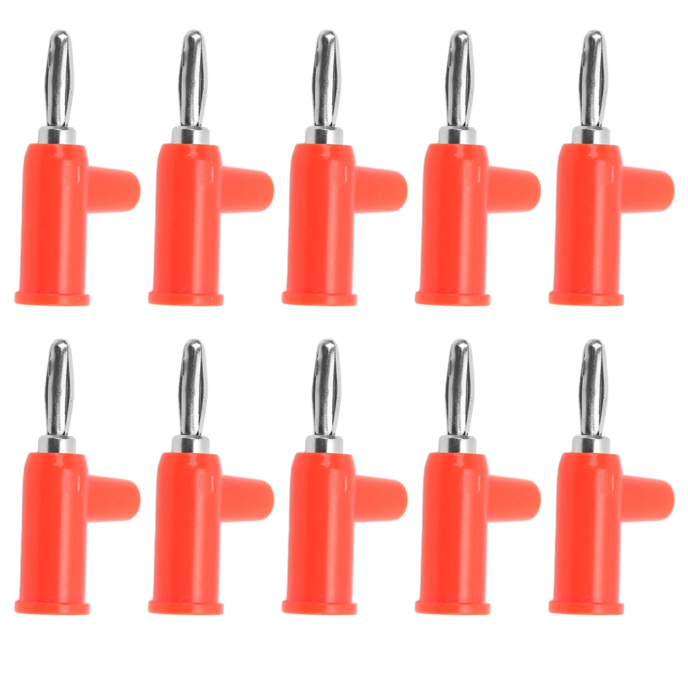 10pcs Stackable Banana Plug 4mm/0.2in Solderless Brass Standard Size Stackable Banana Connector for Security AccessoriesRed