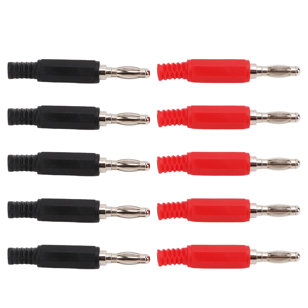 10pcs Banana Plug 4mm/0.2in Brass PE Material Red Black Spiral Insulating Housing Open Type Banana Connector 30Vac‑60Vdc